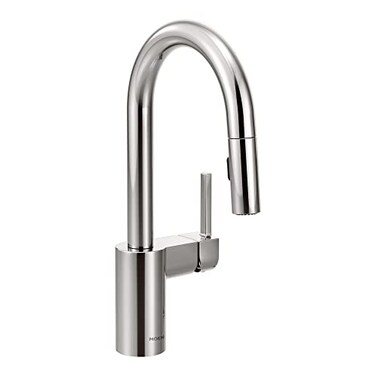 Moen Align Chrome OneHandle Pulldown Bar Faucet with Power Clean featuring Reflex Docking Spray Head 13 Hole Bar Sink Faucet with Retractable Sprayer 5965