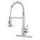 KHQF Kitchen Faucet with Pull Down SprayerCommercial Single Handle Stainless Steel Kitchen Faucets with Deck Plate Brush Nickel