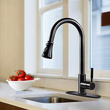 SOKA Pull Down Kitchen Faucet with Sprayer High Arc Aquablade Sweep Stream Spray Three Working Modes Fit For 1 3 Hole Oil Rubbed Bronze