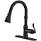 BATHFINESSE Bathfinesse Matte Black Kitchen Faucet with Pull Down Sprayer 3 Function Faucet for Kitchen Sink Single Handle High Arc Commercial Pull Out Spray Head RV Kitchen Faucet Gooseneck Deck Plat