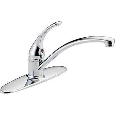 DELTA Delta Foundations Chrome Kitchen Faucet Contemporary 3 Hole Kitchen Sink Faucet Single Handle Chrome B1310LF