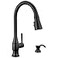 DELTA Delta Hazelwood Matte Black Kitchen Faucet with Pull Down Sprayer and Soap Dispenser Modern Single Hole Kitchen Sink Faucet Single Handle Matte Black 19831ZBLSDDST