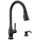 DELTA Delta Hazelwood Matte Black Kitchen Faucet with Pull Down Sprayer and Soap Dispenser Modern Single Hole Kitchen Sink Faucet Single Handle Matte Black 19831ZBLSDDST