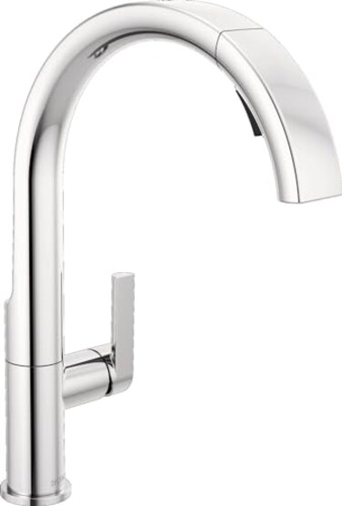 DELTA Delta Keele Chrome Kitchen Faucet with Pull Down Sprayer Modern Single Hole Kitchen Sink Faucet Single Handle Chrome 19824LF