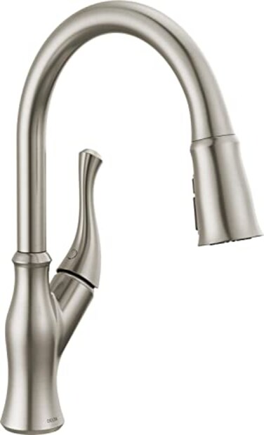 DELTA Delta Ophelia Brushed Nickel Kitchen Faucet with Pull Down Sprayer Modern Single Hole Kitchen Sink Faucet Single Handle SpotShield Stainless 19888ZSPDST