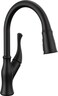 DELTA Delta Ophelia Matte Black Kitchen Faucet with Pull Down Sprayer Modern Single Hole Kitchen Sink Faucet Single Handle Matte Black 19888ZBLDST
