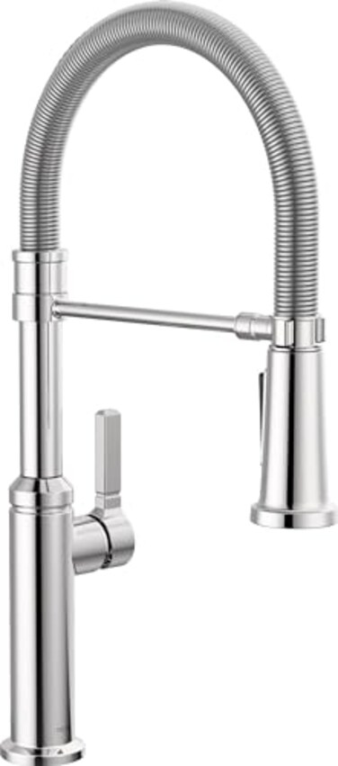 DELTA Delta Rhett Pro Style Commercial Kitchen Faucet with Pull Down Sprayer Chrome Single Hole Kitchen Sink Faucet Single Handle Chrome 18829DST
