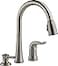 DELTA Delta Kate Brushed Nickel Kitchen Faucet with Pull Down Sprayer and Soap Disperser Modern Two Hole Kitchen Sink Faucet Single Handle Stainless 16970SSSDDST