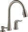 DELTA Delta Kate Brushed Nickel Kitchen Faucet with Pull Down Sprayer and Soap Disperser Modern Two Hole Kitchen Sink Faucet Single Handle Stainless 16970SSSDDST