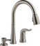 DELTA Delta Kate Brushed Nickel Kitchen Faucet with Pull Down Sprayer and Soap Disperser Modern Two Hole Kitchen Sink Faucet Single Handle Stainless 16970SSSDDST