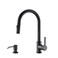 havin Havin Black Kitchen Faucet with Pull Down Sprayer High Arc Stainless Steel MaterialUse cUPC CartridgeWithout Deck Platewith an Extra Sprayer Head and A Spare Soap Dispenser