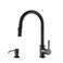 havin Havin Black Kitchen Faucet with Pull Down Sprayer High Arc Stainless Steel MaterialUse cUPC CartridgeWithout Deck Platewith an Extra Sprayer Head and A Spare Soap Dispenser