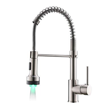 AIMADI Modern Kitchen Faucet Pull Down SprayerStainless Steel Single Handle Kitchen Sink Faucet with LED LightBrushed Nickel