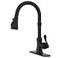 BWE Black Kitchen Faucet with Pull Down Sprayer Solid Brass High Arc Single Handle Sink Faucet for Farmhouse Kitchen 3 Spray Modes