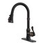BWE Solid Brass Kitchen Faucet Oil Rubbed Bronze Kitchen Sink Faucet with Pull Down Sprayer 3 Spray Modes Single Handle High Arc with Deck Plate CommercialFarmhouseBar Sink Faucet