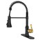 BWE Kitchen Faucet Kitchen Sink Faucet with Pull Down Sprayer Single Handle High Arc Faucet in Black and Brushed Gold with 3 Modes Spray for RV Farmhouse Bar Kitchen Solid Brass Construction
