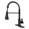 BWE Kitchen Faucet 1 or 3 Hole Black Kitchen Sink Faucet with Pull Down Sprayer Single Handle High Arc Faucet with 3 Mode Spray for RV Farmhouse Bar Kitchen Solid Brass Construction
