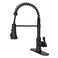 BWE Kitchen Faucet 1 or 3 Hole Black Kitchen Sink Faucet with Pull Down Sprayer Single Handle High Arc Faucet with 3 Mode Spray for RV Farmhouse Bar Kitchen Solid Brass Construction