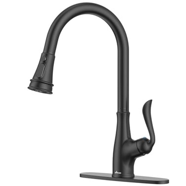 APPASO Matte Black Kitchen Faucet with Pull Down Sprayer High Arc Single Handle Faucet for Kitchen Sink with 3 Modes Spray Head cUPCCertified PullOut Hose Water Supply Tubing Valve