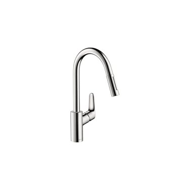 hansgrohe Focus Chrome High Arc Kitchen Faucet with Magnetic Docking Spray Head Chrome 04505000