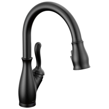 DELTA Delta Leland Matte Black Touch Kitchen Faucet with Pull Down Sprayer Traditional Single Hole Touch On Kitchen Sink Faucet Single Handle Matte Black 9178TBLDST