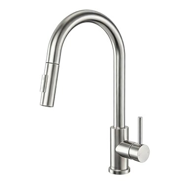 Tohlar Kitchen Sink Faucets with PullDown Sprayer Modern Stainless Steel Single Handle Pull Down Sprayer Faucet with Deck Plate