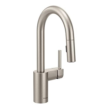 Moen Align Spot Resist Stainless OneHandle Modern Pulldown Bar Faucet with Power Clean and Reflex Docking System 5965SRS