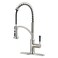 GUUKAR Kitchen Faucet with Pull Down Sprayer Single Handle Brushed Nickel High Arc Commercial Farmhouse Kitchen Sink Faucet with Deck Plate