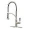 GUUKAR Kitchen Faucet with Pull Down Sprayer Single Handle Brushed Nickel High Arc Commercial Farmhouse Kitchen Sink Faucet with Deck Plate