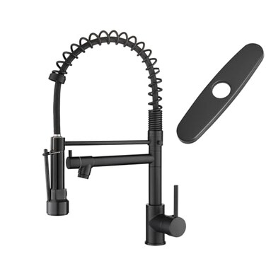 AIMADI Black Kitchen Faucet with Pull Down Sprayer Commercial Single Handle High Pressure Kitchen Faucet Black with Deck Plate