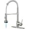 DJS Kitchen Faucets with Pull Down Sprayer Brushed Nickel LED Light Single Handle 1 or 3 Holes Spring Kitchen Sink Faucet with Deck Plate for Farmhouse RV Vessel Basin