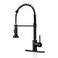 DJS Kitchen Faucets with Pull Down Sprayer Single Handle 1 or 3 Holes Spring Kitchen Sink Faucet with Deck Plate for Farmhouse RV Vessel Basin Matte Black