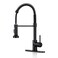 DJS Kitchen Faucets with Pull Down Sprayer Single Handle 1 or 3 Holes Spring Kitchen Sink Faucet with Deck Plate for Farmhouse RV Vessel Basin Matte Black