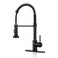 DJS Kitchen Faucets with Pull Down Sprayer Single Handle 1 or 3 Holes Spring Kitchen Sink Faucet with Deck Plate for Farmhouse RV Vessel Basin Matte Black