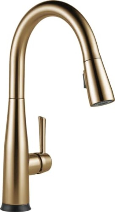 DELTA Delta Essa Brushed Gold Touch Kitchen Faucet with Pull Down Sprayer Modern Single Hole Touch On Kitchen Sink Faucet Single Handle Champagne Bronze 9113TCZDST