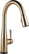 DELTA Delta Essa Brushed Gold Touch Kitchen Faucet with Pull Down Sprayer Modern Single Hole Touch On Kitchen Sink Faucet Single Handle Champagne Bronze 9113TCZDST