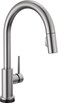 DELTA Delta Trinsic Brushed Nickel Touch Kitchen Faucet with Pull Down Sprayer Modern Single Hole Touch On Kitchen Sink Faucet Single Handle Arctic Stainless 9159TARDST