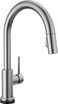 DELTA Delta Trinsic Brushed Nickel Touch Kitchen Faucet with Pull Down Sprayer Modern Single Hole Touch On Kitchen Sink Faucet Single Handle Arctic Stainless 9159TARDST