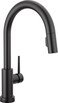 DELTA Delta Trinsic Matte Black Touch Kitchen Faucet with Pull Down Sprayer Modern Single Hole Touch On Kitchen Sink Faucet Single Handle Matte Black 9159TBLDST
