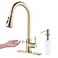 Keer Touchless Faucet with Pull Down Sprayer Motion Sensor Soap Dispenser Single High Arc Pull Out Faucet for Kitchen Sink RV Gold