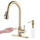 Keer Touchless Faucet with Pull Down Sprayer Motion Sensor Soap Dispenser Single High Arc Pull Out Faucet for Kitchen Sink RV Gold