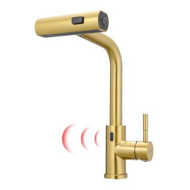 GIMILI Gold Touchless Kitchen Faucet with Pull Down Sprayer 15 Hight Single Hole Handle Kitchen Sink Faucets