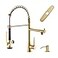 GIMILI Commercial Kitchen Faucet with Pull Down Sprayer Double Headed Single Handle High Pressure Kitchen Faucet with Soap Dispenser Brushed Gold