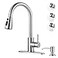 WOWOW Kitchen Faucet with Soap Dispenser 304 Stainless Steel Kitchen Sink Faucet with Pull Down Sprayer 3 Modes Single Handle High Arc Mixer Taps for Sink RV Laundry Bar Brushed Nickel