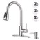 WOWOW Kitchen Faucet with Soap Dispenser 304 Stainless Steel Kitchen Sink Faucet with Pull Down Sprayer 3 Modes Single Handle High Arc Mixer Taps for Sink RV Laundry Bar Brushed Nickel