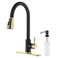Keer Matte Black Single Handle Pull Down Kitchen Faucet with Soap Dispenser 3 Modes Sprayer Easy Assembly Single Handle High Arc Stainless Steel Faucet