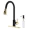 Keer Matte Black Single Handle Pull Down Kitchen Faucet with Soap Dispenser 3 Modes Sprayer Easy Assembly Single Handle High Arc Stainless Steel Faucet