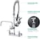 BESTJEEF Commercial Wall Mount Kitchen Sink Faucet Brass Constructed Polished Chrome PreRinse Device 25 Height 8 Center with Spring Pull Down Sprayer and 12 Addon Spout 25 inches