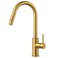 FORIOUS Gold Kitchen Faucet with Pull Down Sprayer Brushed Brass High Arc Gooseneck Modern Sink Faucet with CUPC Ceramic Cartridge Single Handle Stainless Steel and Deck Plate
