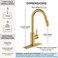 FORIOUS Gold Kitchen Faucet with Pull Down Sprayer Brushed Brass High Arc Gooseneck Modern Sink Faucet with CUPC Ceramic Cartridge Single Handle Stainless Steel and Deck Plate